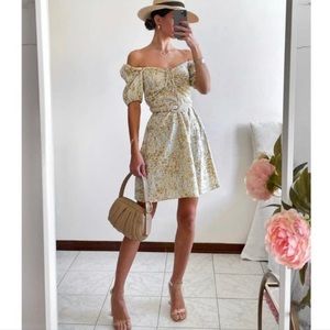 H&M floral yellow linen dress